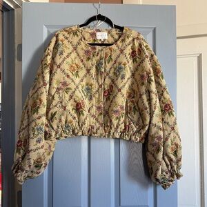 Floral Bomber Jacket - Cream and Multicolor